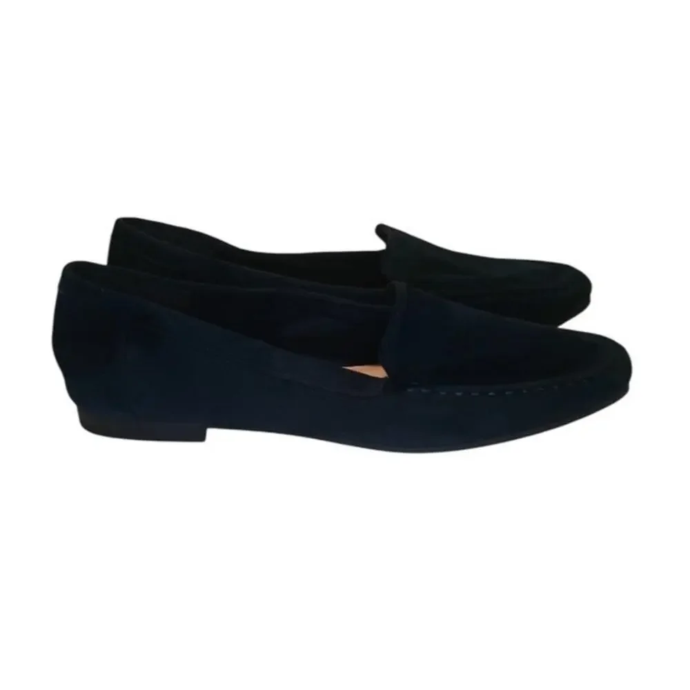 Sophia Taylor, Navy Blue microsuede slip on flats loafers, women’s 8.5m New